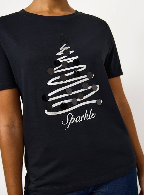 Sparkle Christmas Tree Embellished T-Shirt
